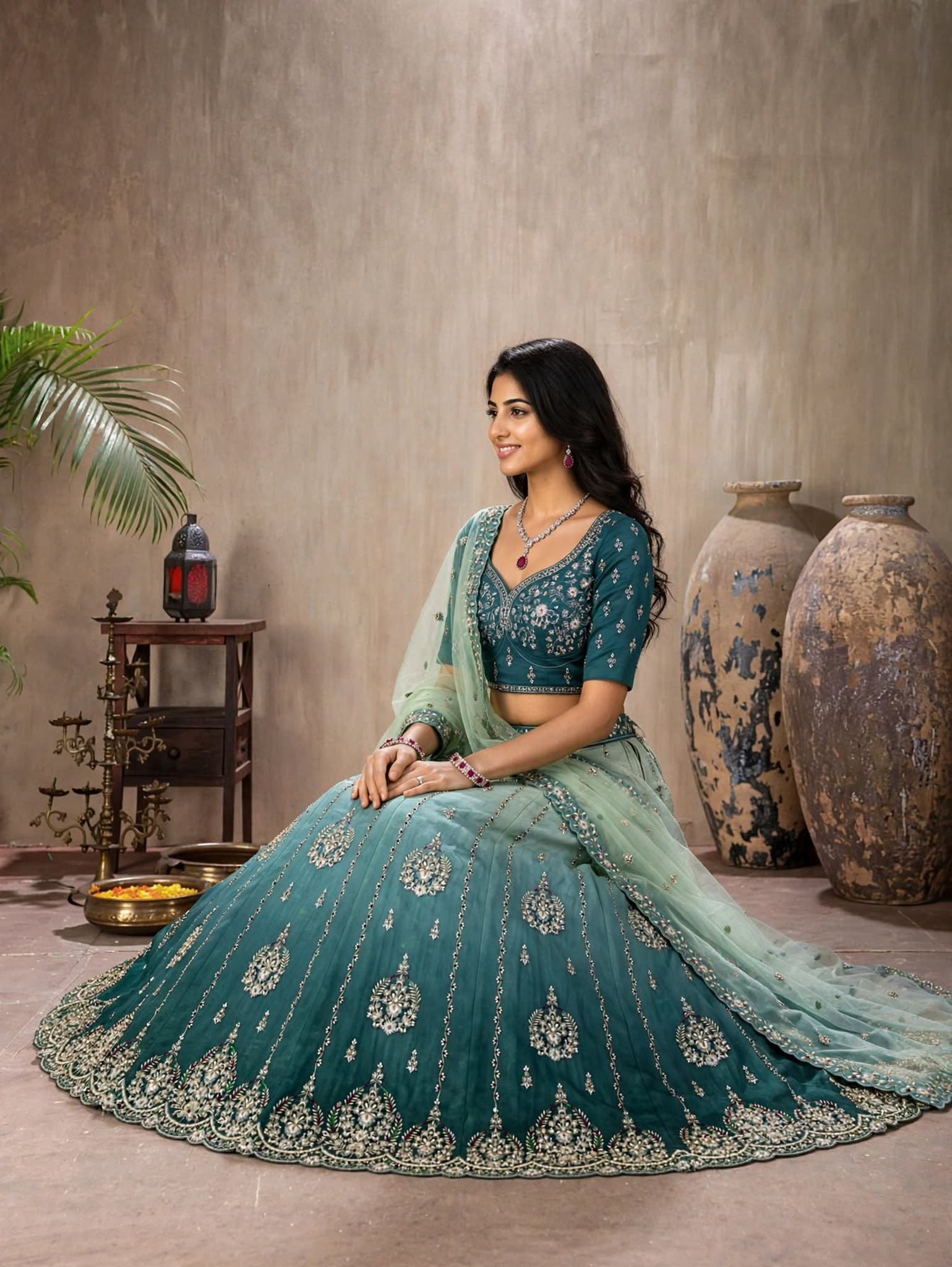 KF 52 Sky Blue Tissue Lehenga Choli with Sequin Embellishment Semi-Stitched Designer Lehenga — Wholesale Lehenga, Vardan Ethnic wholesale from Surat — Photo 5
