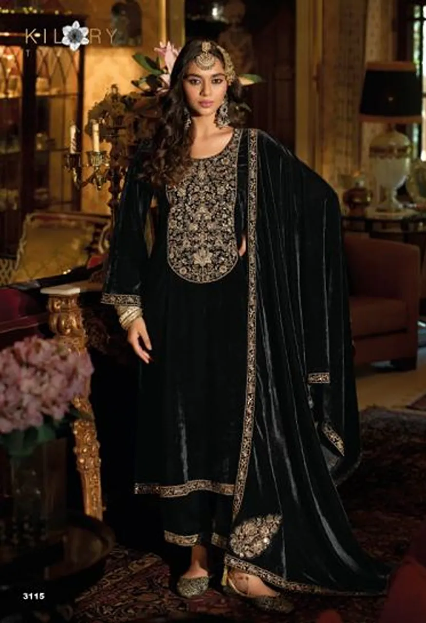 Kilory Zardozi Velvet Designer Salwar Kameez with Zardosi and Hand Work Wholesale — Wholesale Salwar Suits, Kilory Trends wholesale from Surat — view 7