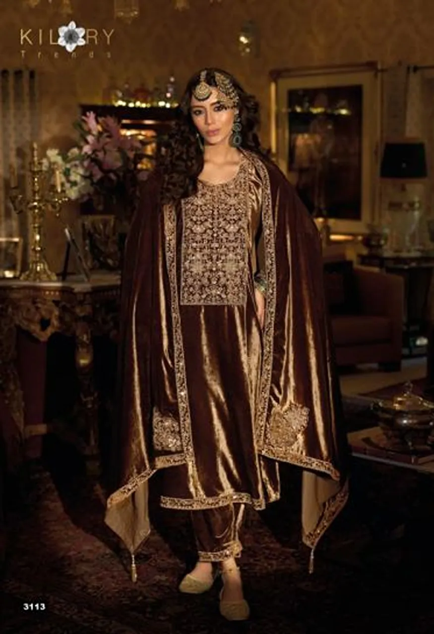 Kilory Zardozi Velvet Designer Salwar Kameez with Zardosi and Hand Work Wholesale — Wholesale Salwar Suits, Kilory Trends wholesale from Surat — view 6