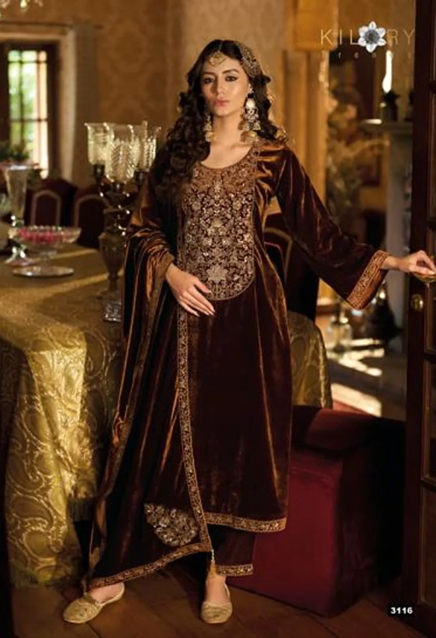 Kilory Zardozi Velvet Designer Salwar Kameez with Zardosi and Hand Work Wholesale — Wholesale Salwar Suits, Kilory Trends wholesale from Surat — view 5