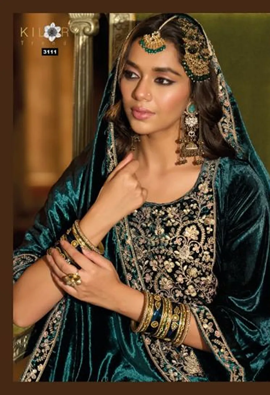 Kilory Zardozi Velvet Designer Salwar Kameez with Zardosi and Hand Work Wholesale