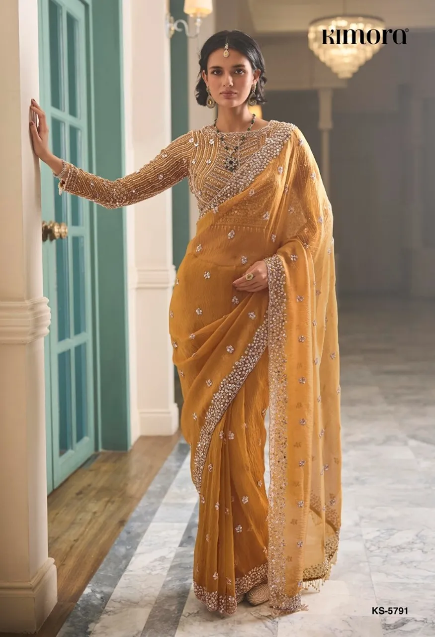 Kimora Iconic Vol. 5 Premium Fancy Saree with Cut Dana Handwork &amp; Beads Work — Wholesale Sarees, Kimora wholesale from Surat — view 12
