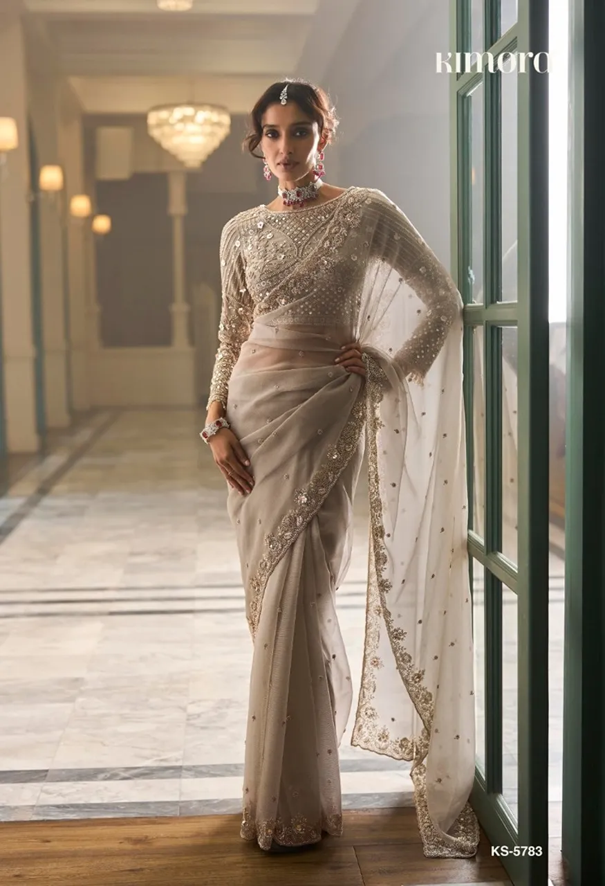 Kimora Iconic Vol. 5 Premium Fancy Saree with Cut Dana Handwork &amp; Beads Work — Wholesale Sarees, Kimora wholesale from Surat — view 4