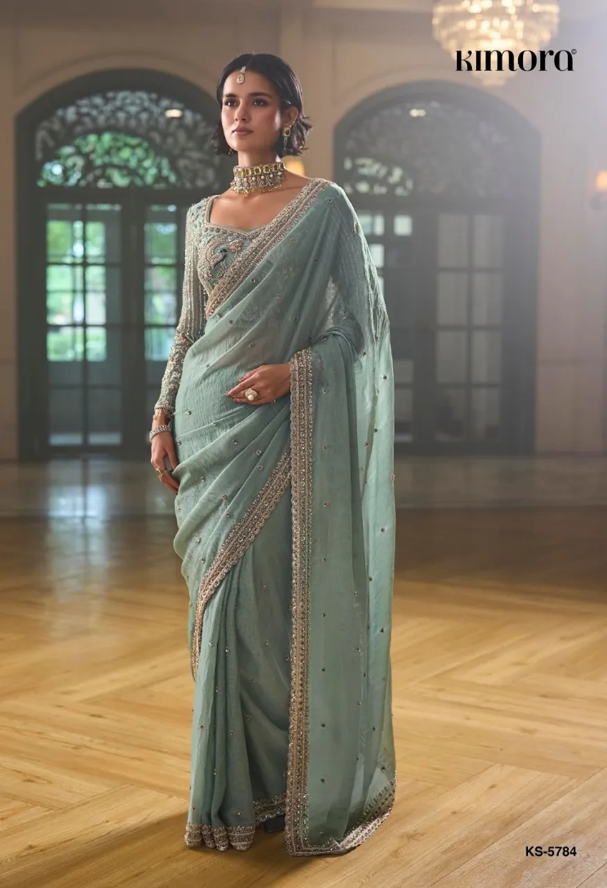 Kimora Iconic Vol. 5 Premium Fancy Saree with Cut Dana Handwork &amp; Beads Work — Wholesale Sarees, Kimora wholesale from Surat — view 5
