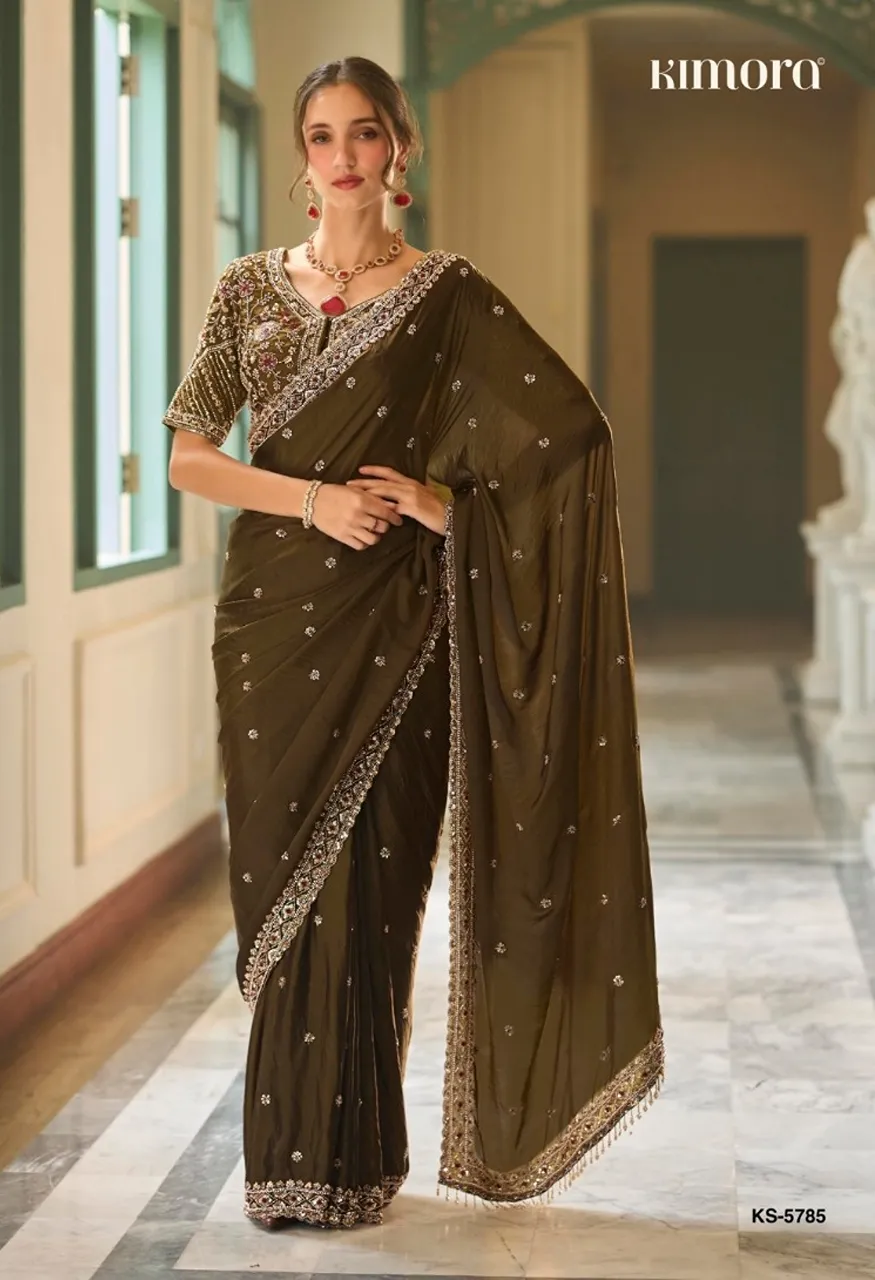 Kimora Iconic Vol. 5 Premium Fancy Saree with Cut Dana Handwork &amp; Beads Work — Wholesale Sarees, Kimora wholesale from Surat — view 6