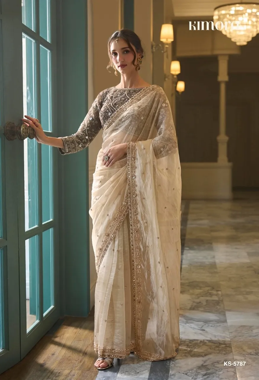 Kimora Iconic Vol. 5 Premium Fancy Saree with Cut Dana Handwork &amp; Beads Work — Wholesale Sarees, Kimora wholesale from Surat — view 8