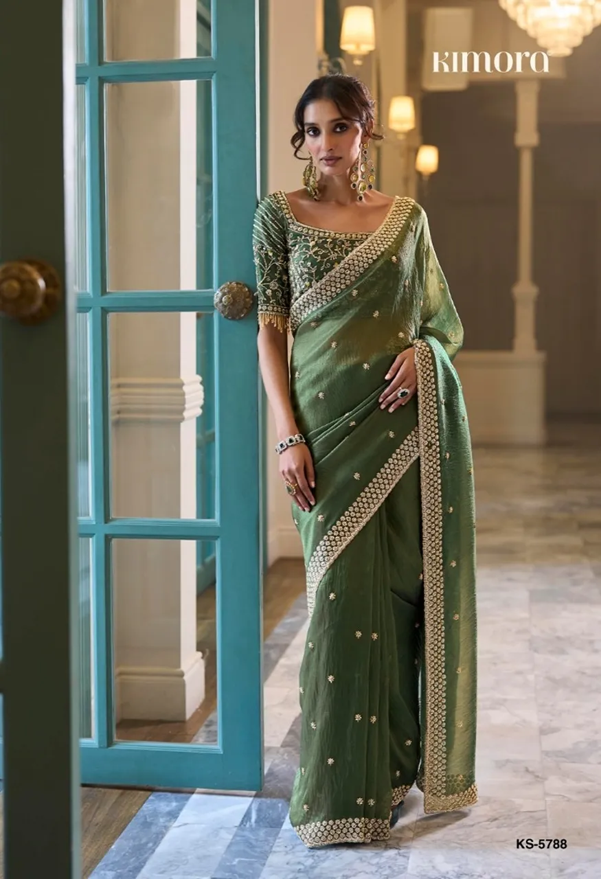 Kimora Iconic Vol. 5 Premium Fancy Saree with Cut Dana Handwork &amp; Beads Work — Wholesale Sarees, Kimora wholesale from Surat — view 9