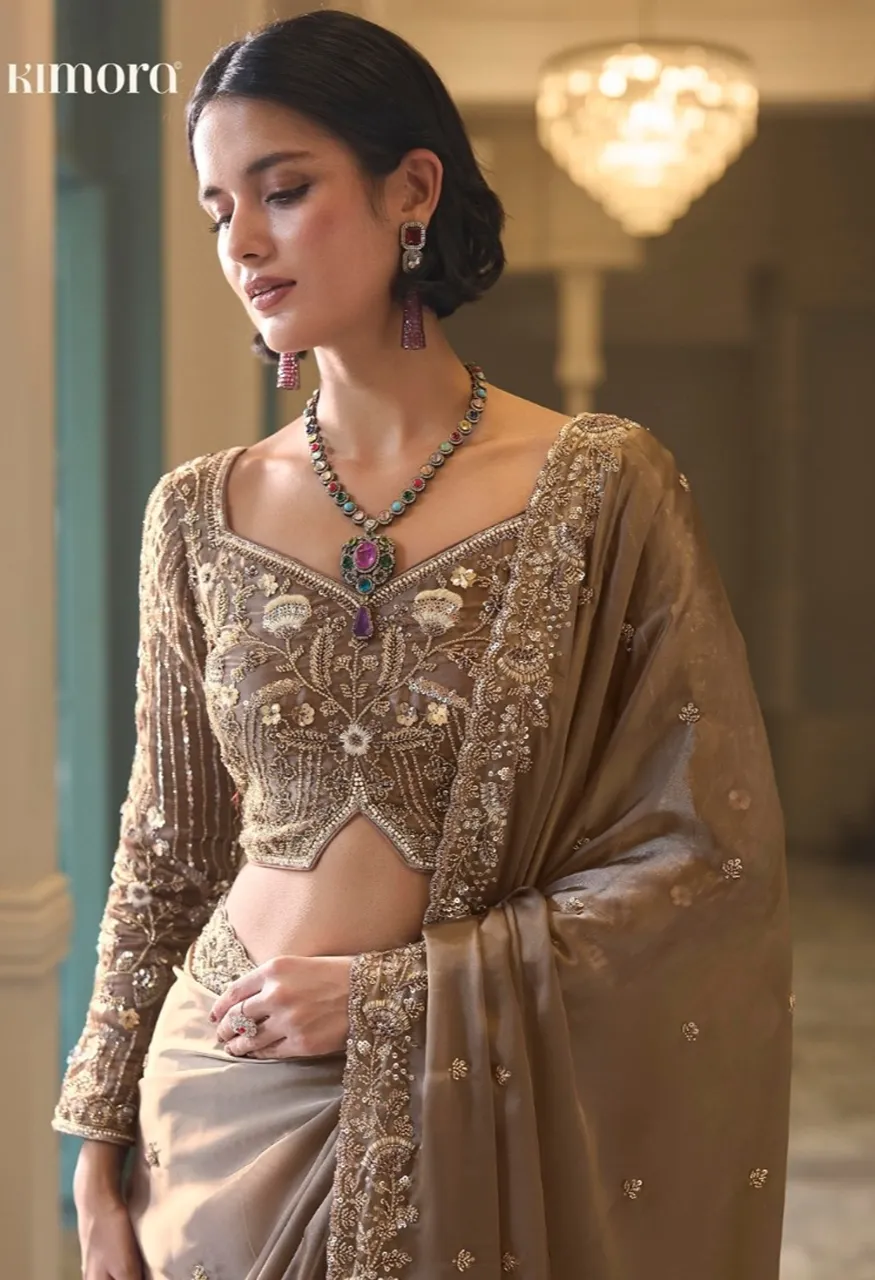Kimora Iconic Vol. 5 Premium Fancy Saree with Cut Dana Handwork &amp; Beads Work