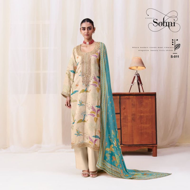 Kimora Sohni Bella Kanjivaram Weaving Digital Print Salwar Kameez — Wholesale Dress Material, Vardan Ethnic wholesale from Surat — Photo 4