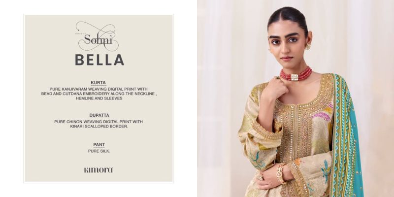 Kimora Sohni Bella Kanjivaram Weaving Digital Print Salwar Kameez — Wholesale Dress Material, Vardan Ethnic wholesale from Surat — Photo 7