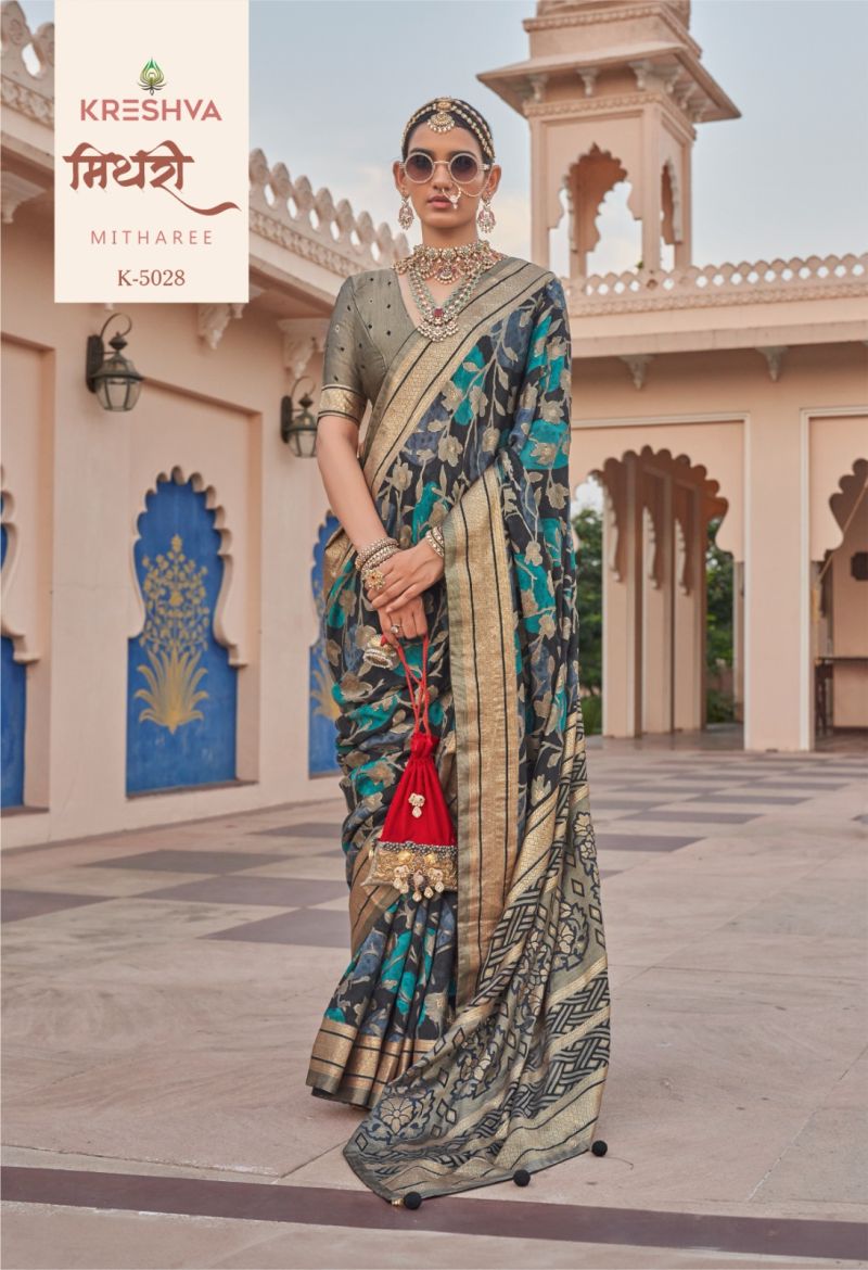 Kreshva Mitharee PV Georgette Burnout Fancy Design Saree Wholesale — Wholesale Sarees, Kreshva wholesale from Surat — view 3