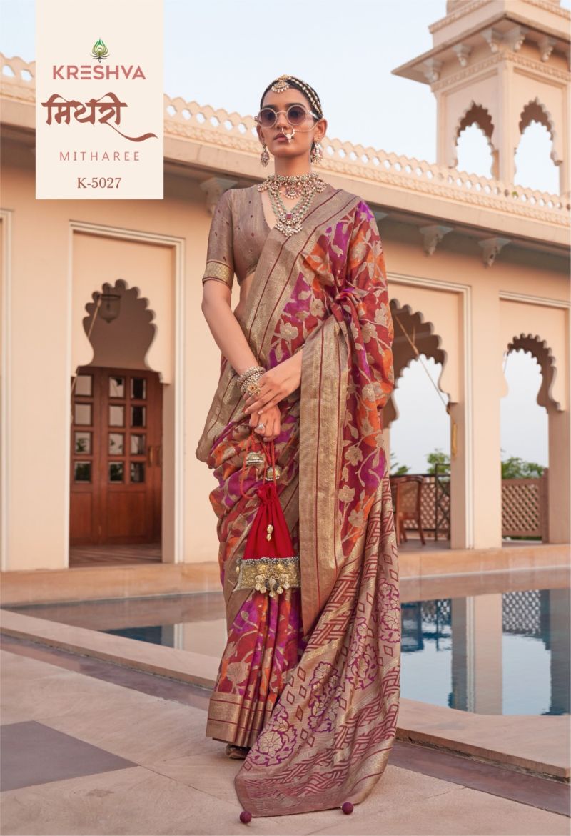 Kreshva Mitharee PV Georgette Burnout Fancy Design Saree Wholesale — Wholesale Sarees, Kreshva wholesale from Surat — view 2
