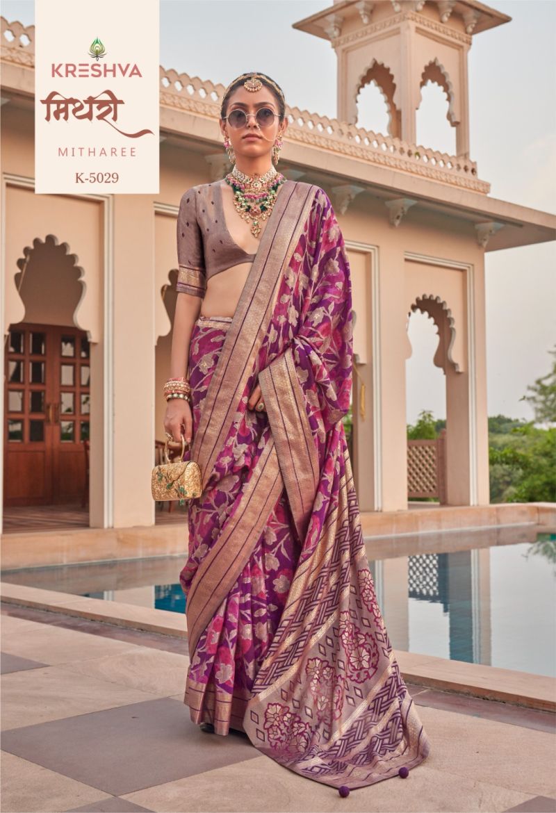 Kreshva Mitharee PV Georgette Burnout Fancy Design Saree Wholesale — Wholesale Sarees, Kreshva wholesale from Surat — view 6