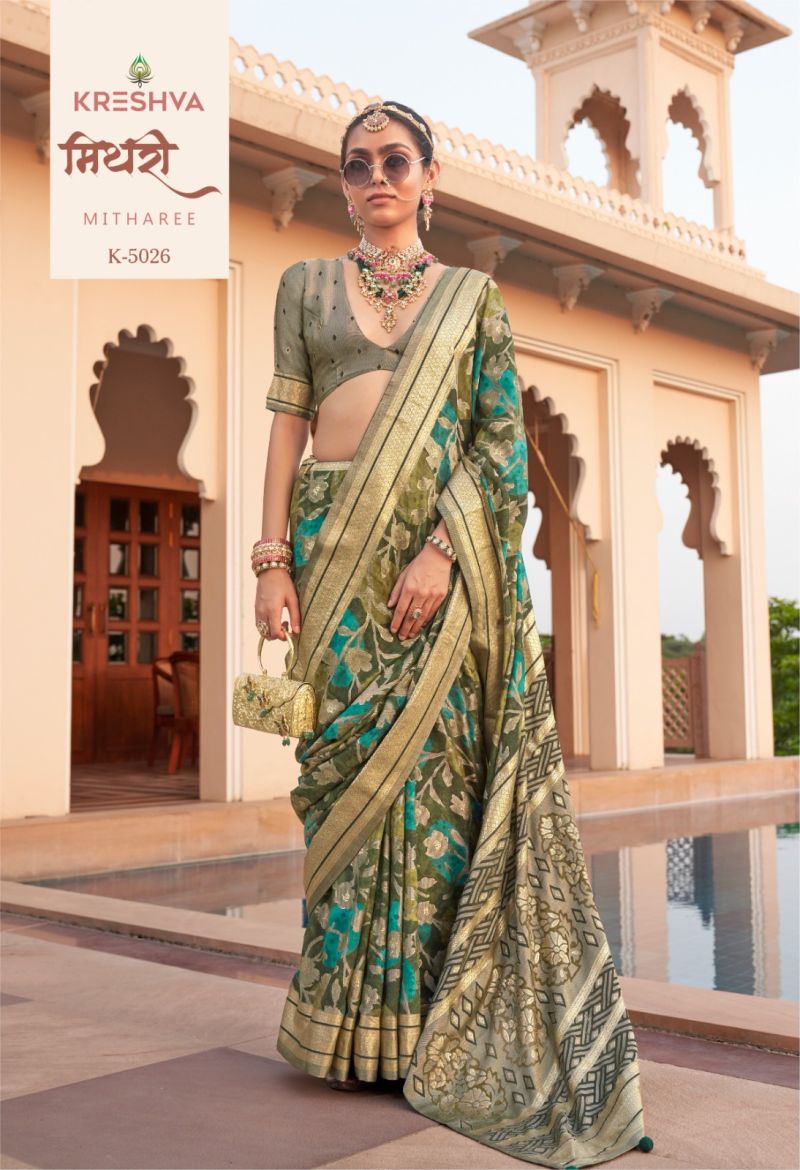 Kreshva Mitharee PV Georgette Burnout Fancy Design Saree Wholesale — Wholesale Sarees, Kreshva wholesale from Surat — view 5