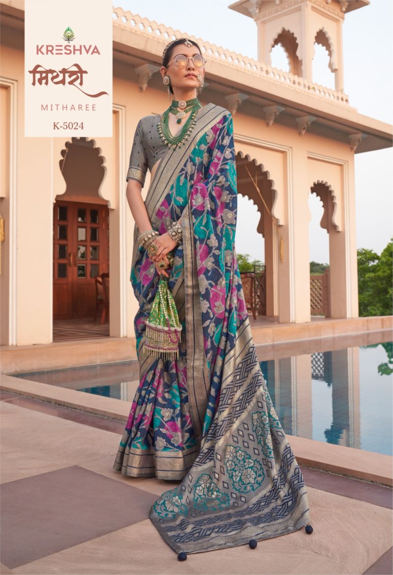 Kreshva Mitharee PV Georgette Burnout Fancy Design Saree Wholesale — Wholesale Sarees, Kreshva wholesale from Surat — view 4