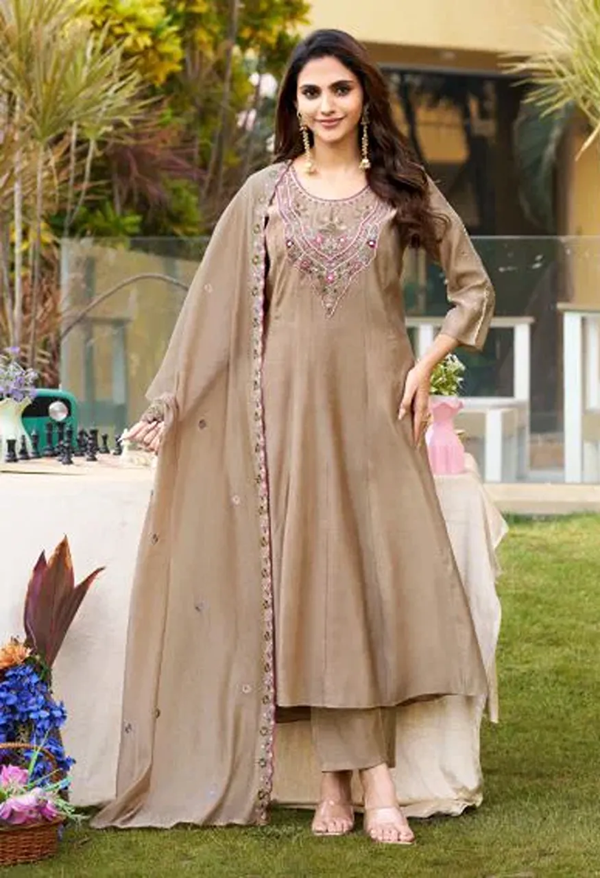 Ladies Flavour 3501 And 3503 Viscose Coral Embroidered Kurti with Bottom and Dupatta — Wholesale Kurtis, Ladies Flavour wholesale from Surat — Photo 3