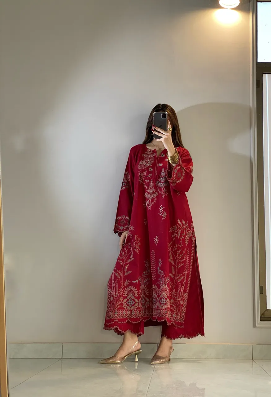 LG-2150 Mul Chanderi Designer Suit Embroidery Cut Work