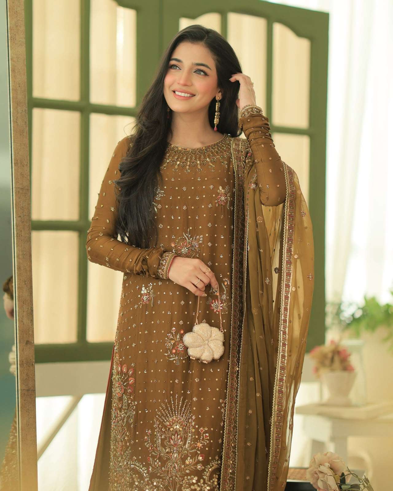 LG 2159 Georgette Sequence Embroidery Designer Work Festive Wear Ladies Suit — Wholesale Salwar Suits, Vardan Ethnic wholesale from Surat — Photo 3