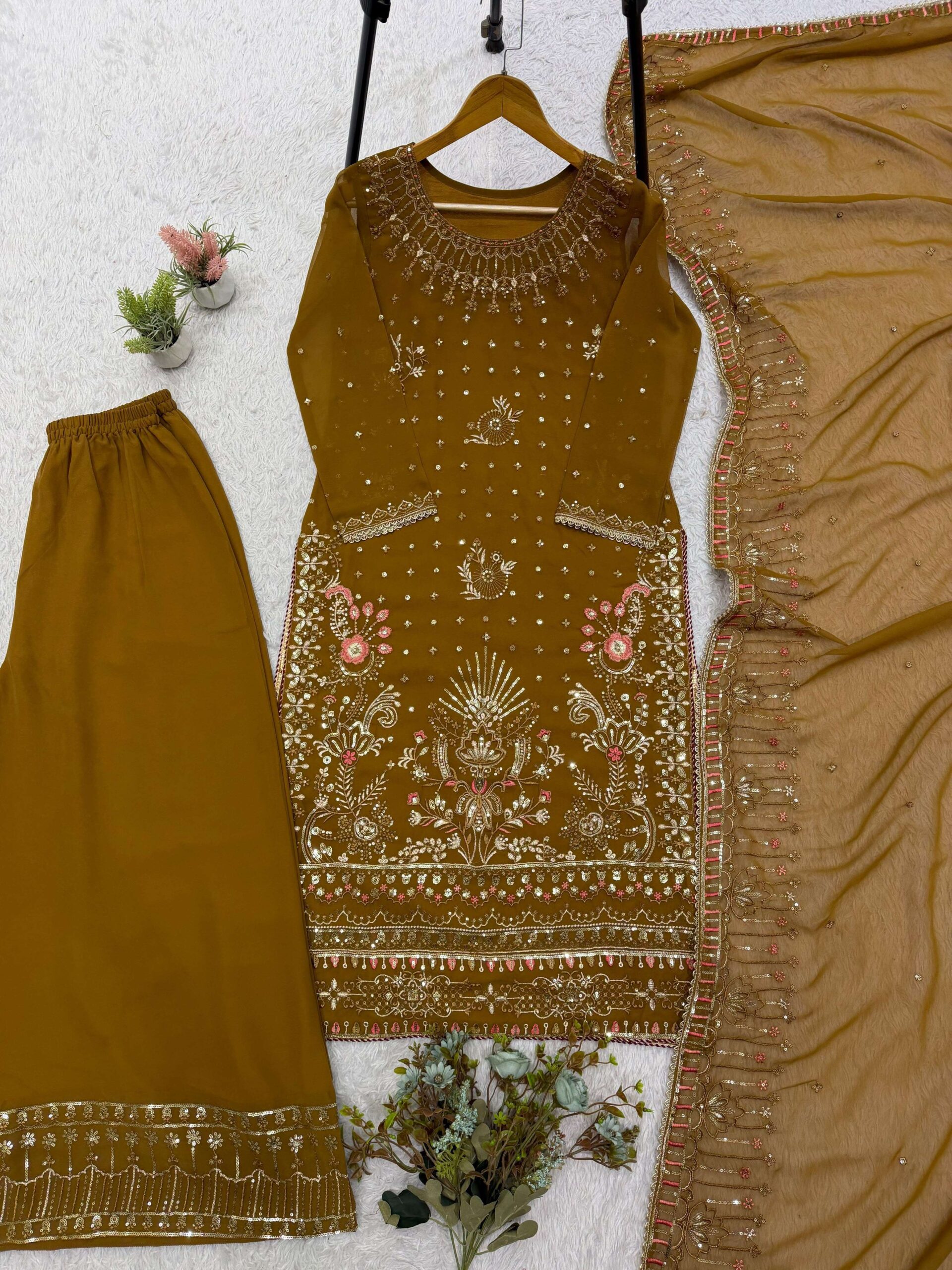 LG 2159 Georgette Sequence Embroidery Designer Work Festive Wear Ladies Suit — Wholesale Salwar Suits, Vardan Ethnic wholesale from Surat — Photo 2