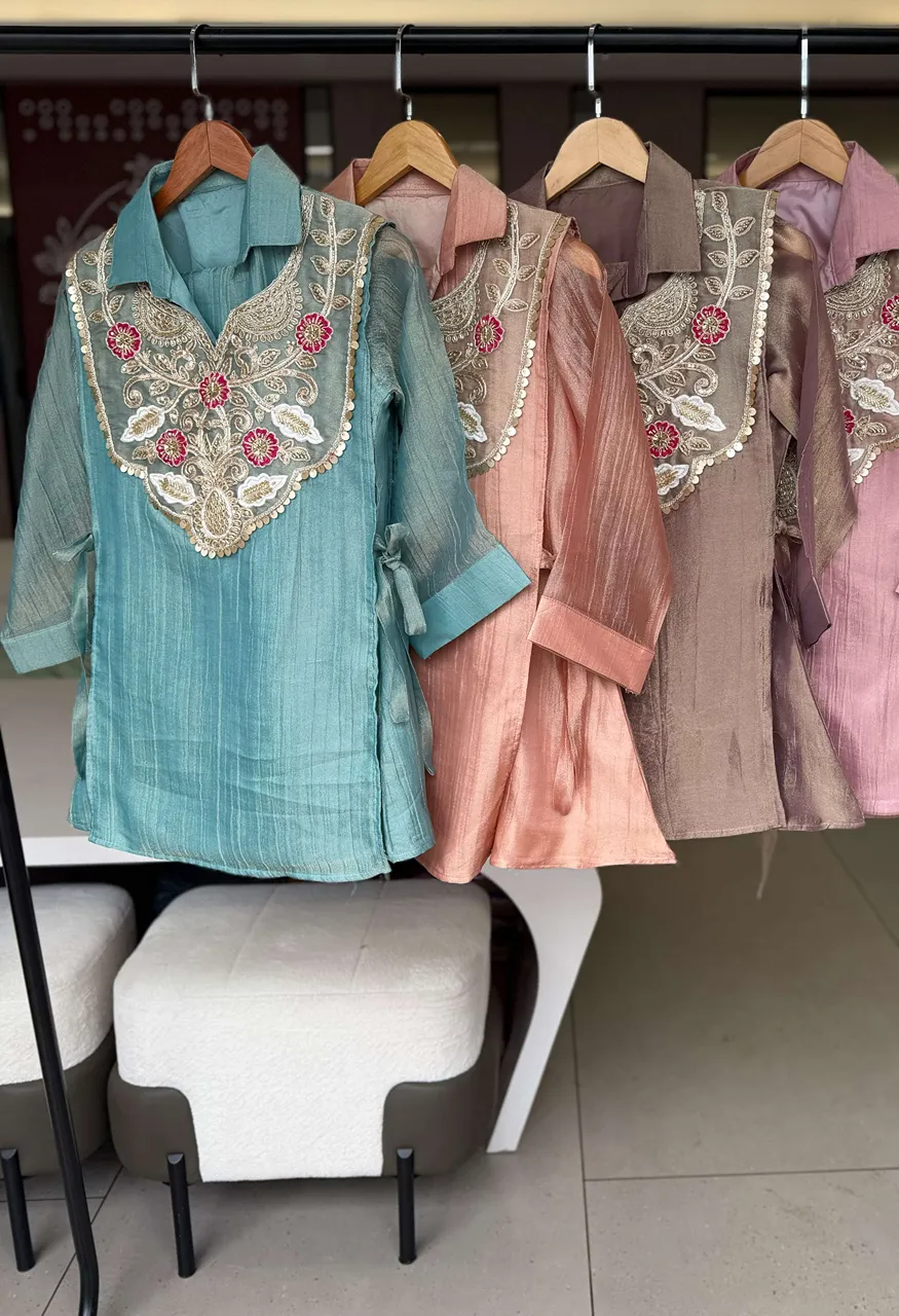 Lm 34 Silk Designer Look Function Wear Top Plazzo And Shruge Catalog — Wholesale Kurtis, Bandhani Palace wholesale from Surat — Photo 7