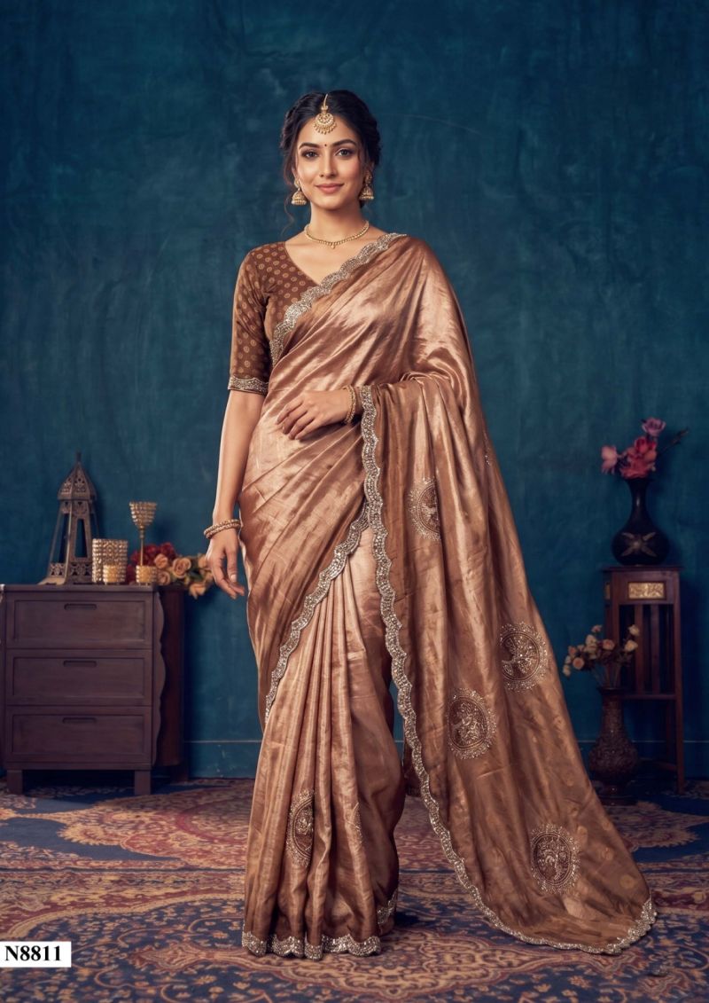 Mahotsav Nimaya Sanskriti Vol 2 Fendy Silk Jarkan Work Designer Saree Collection — Wholesale Sarees, Mahotsav wholesale from Surat — Photo 4