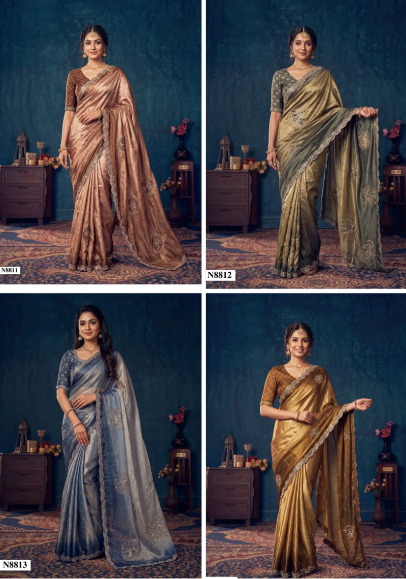 Mahotsav Nimaya Sanskriti Vol 2 Fendy Silk Jarkan Work Designer Saree Collection — Wholesale Sarees, Mahotsav wholesale from Surat — Photo 3