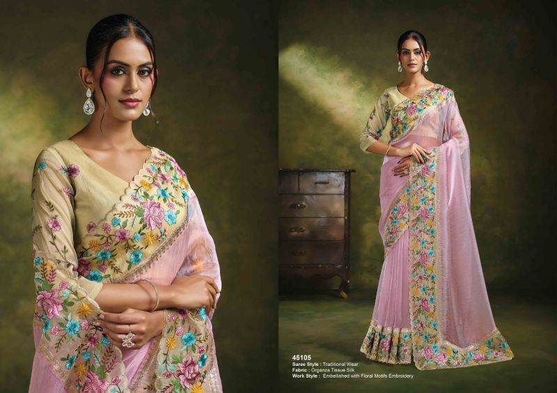 Mahotsav Norita 45100 Saadgi Organza Tissue Silk Designer Saree Catalog — Singles, Vardan Ethnic wholesale from Surat — Photo 3