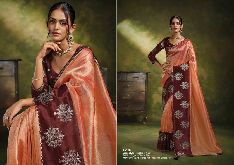 Mahotsav Norita 45100 Saadgi Organza Tissue Silk Designer Saree Catalog — Singles, Vardan Ethnic wholesale from Surat — Photo 4