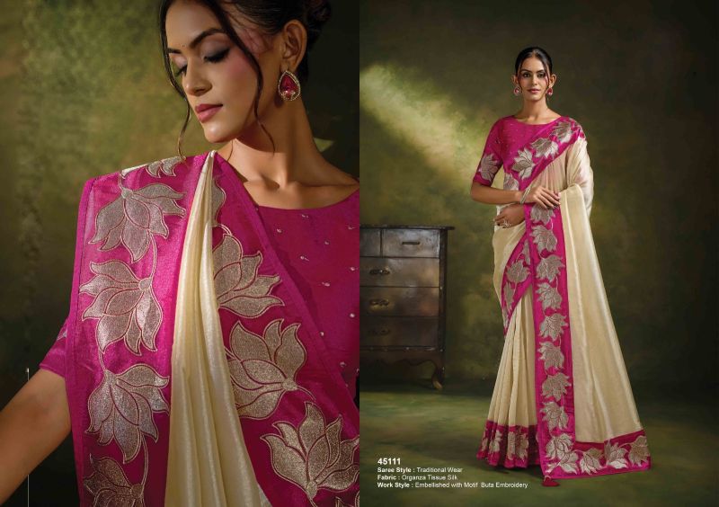 Mahotsav Norita 45100 Saadgi Organza Tissue Silk Designer Saree Catalog — Singles, Vardan Ethnic wholesale from Surat — Photo 9