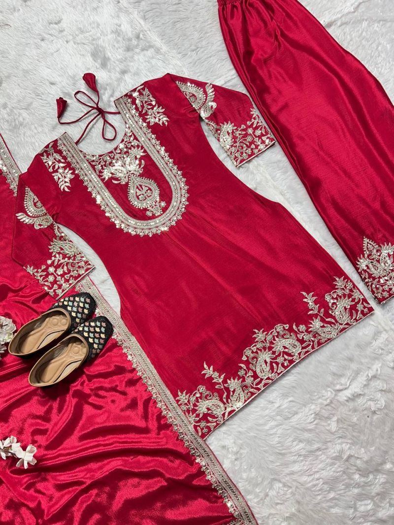 Md Mahi 403 Chanderi Silk Embroidered Salwar Suit — Wholesale Pakistani Suits, Vardan Ethnic wholesale from Surat — Photo 6