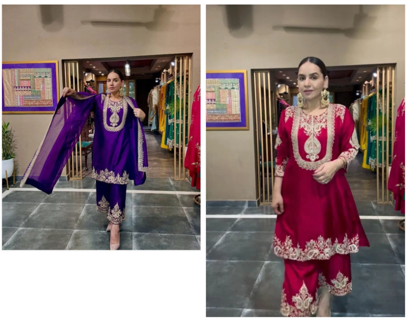 Md Mahi 403 Chanderi Silk Embroidered Salwar Suit — Wholesale Pakistani Suits, Vardan Ethnic wholesale from Surat — Photo 8