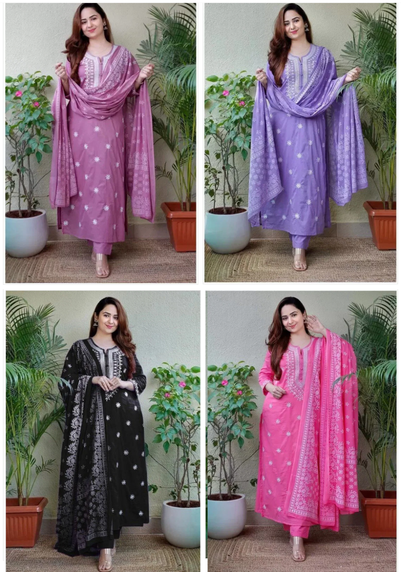 Md Mahi 406 Viscose Rayon Embroidered Kurti Set — Wholesale Kurtis, Vardan Ethnic wholesale from Surat — Photo 12