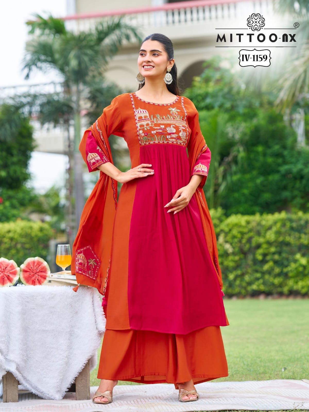 Mittoo Combo Mul Chanderi Thread Work and Khatli Work Suit Set — Wholesale Kurtis, Mittoo wholesale from Surat — Photo 3