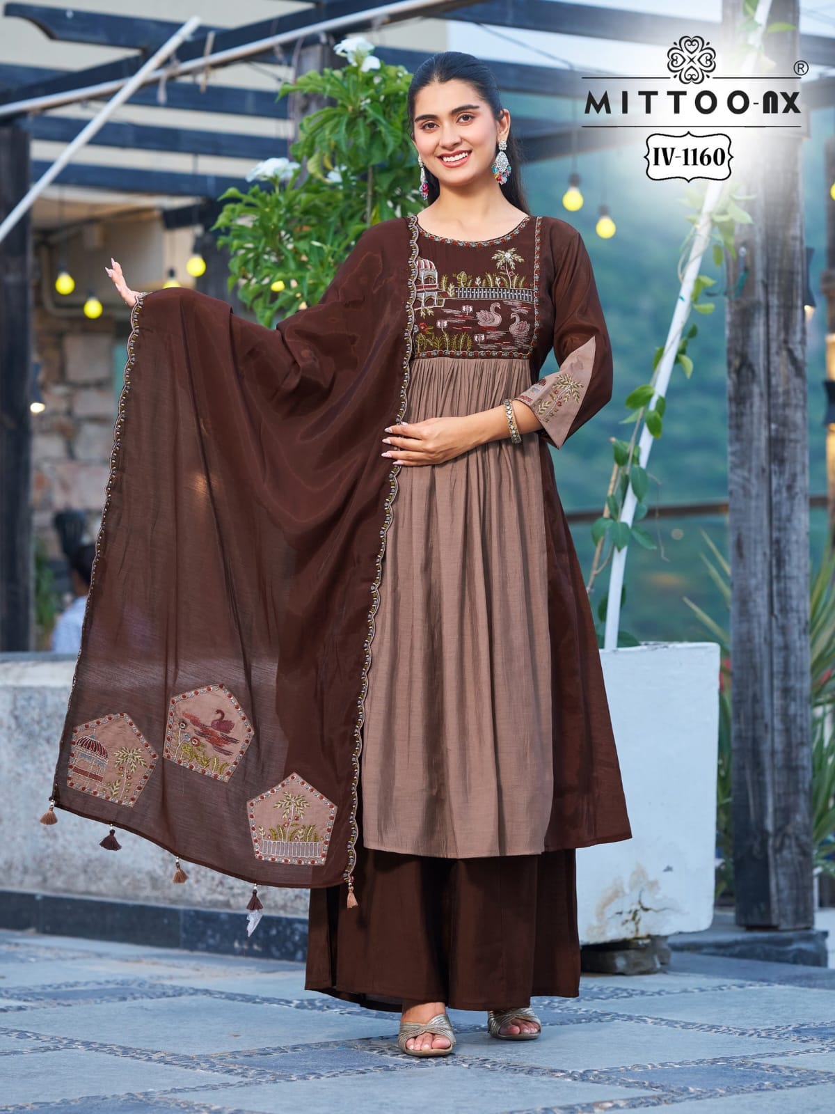 Mittoo Combo Mul Chanderi Thread Work and Khatli Work Suit Set