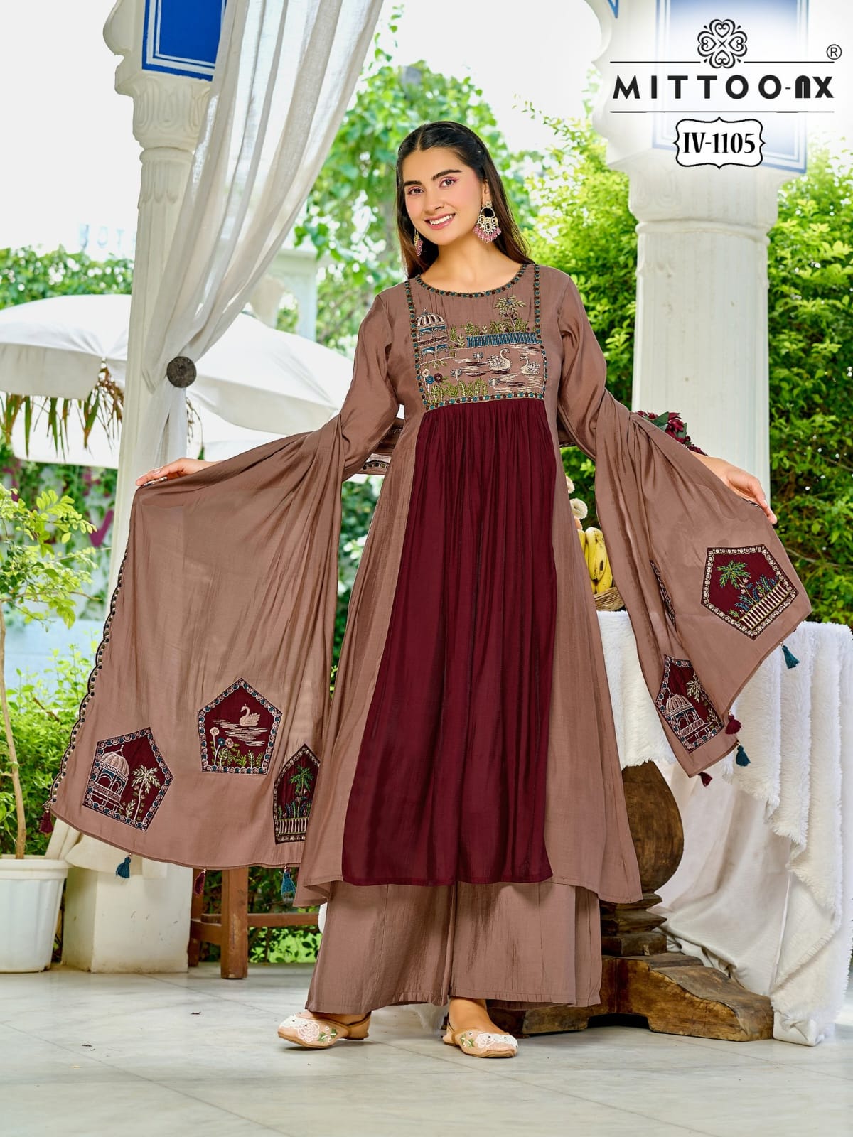 Mittoo Combo Mul Chanderi Thread Work and Khatli Work Suit Set — Wholesale Kurtis, Mittoo wholesale from Surat — Photo 4