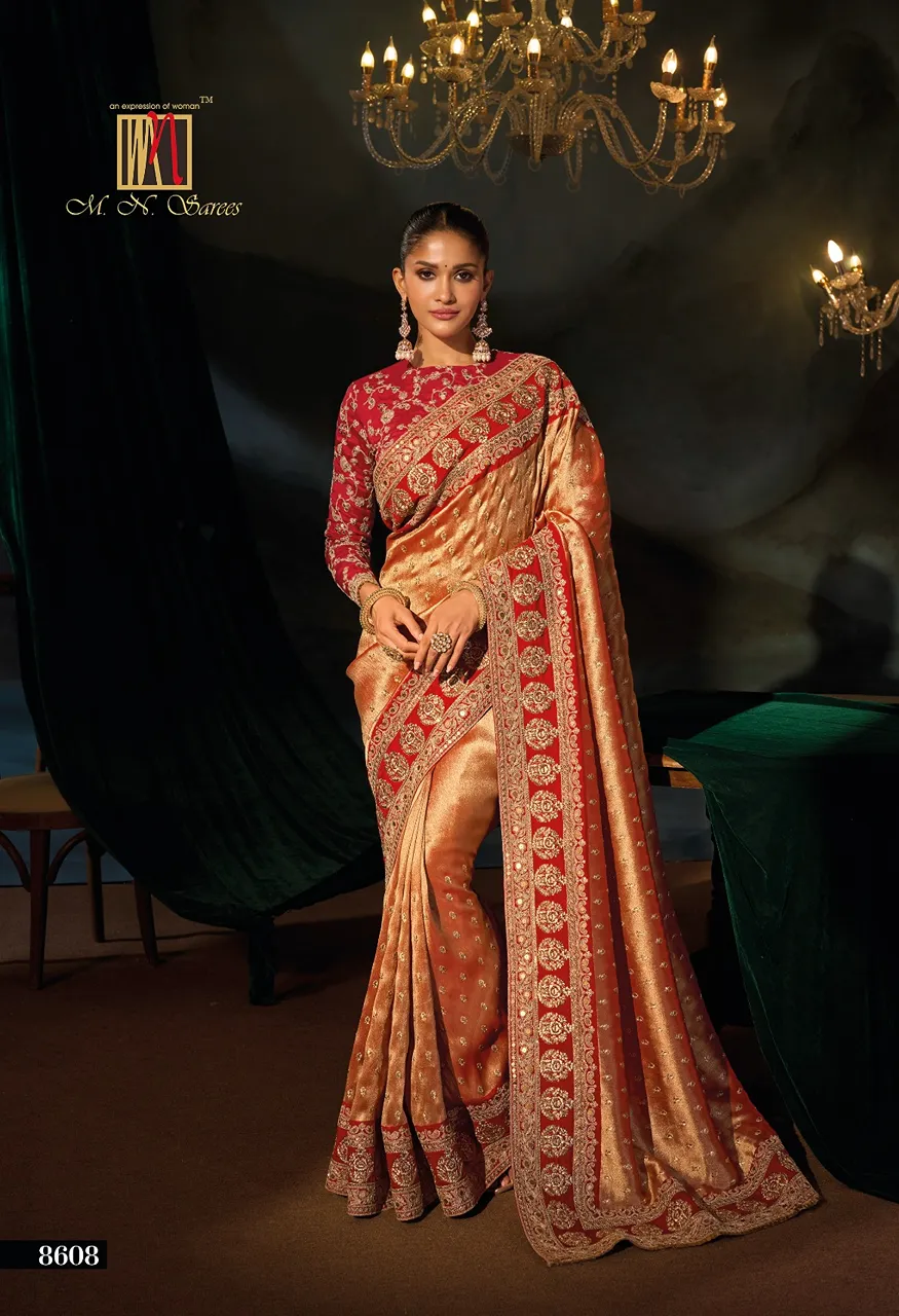 M.N. 8600 Series The Royal Heritage Designer Saree Collection — Wholesale Sarees, MN Saree wholesale from Surat — view 9