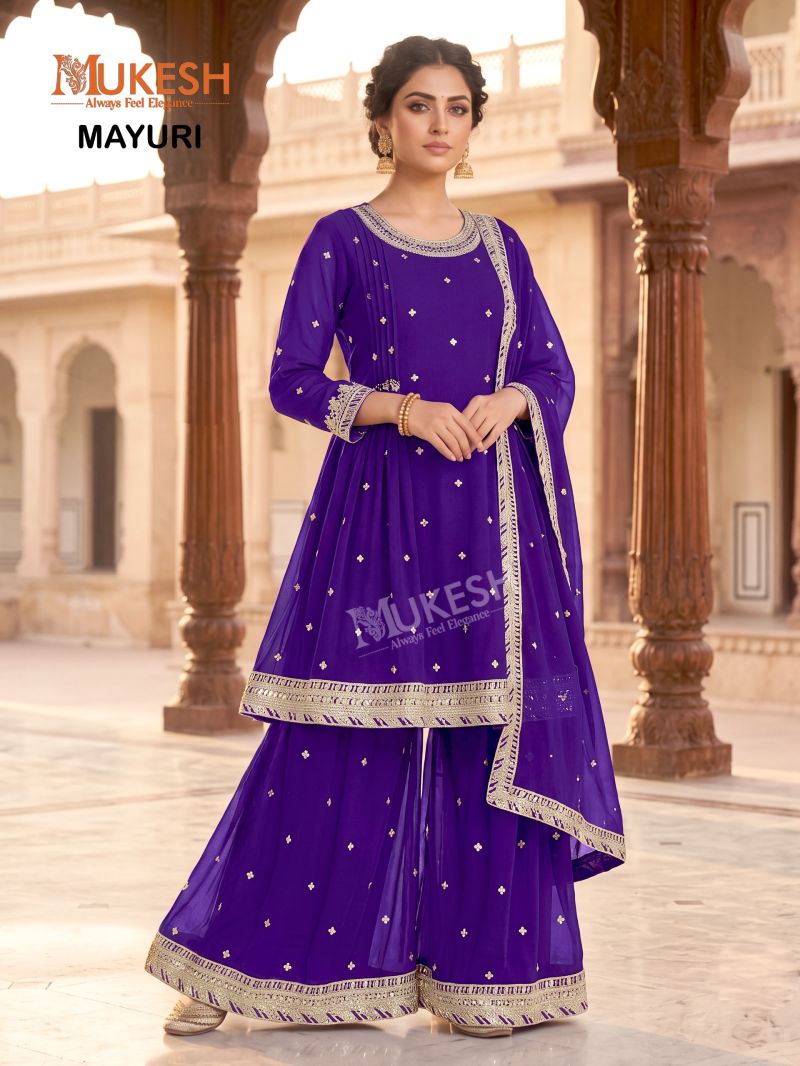 Mukesh Mayuri Faux Georgette Embroidered Designer Kurti With Bottom Dupatta Set — Wholesale Kurtis, Vardan Ethnic wholesale from Surat — Photo 3