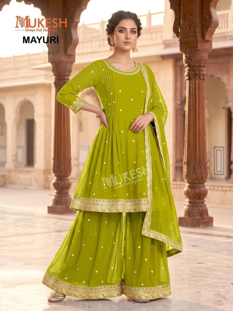 Mukesh Mayuri Faux Georgette Embroidered Designer Kurti With Bottom Dupatta Set — Wholesale Kurtis, Vardan Ethnic wholesale from Surat — Photo 7