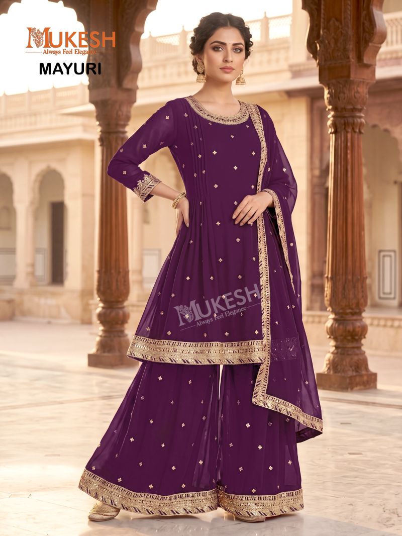 Mukesh Mayuri Faux Georgette Embroidered Designer Kurti With Bottom Dupatta Set — Wholesale Kurtis, Vardan Ethnic wholesale from Surat — Photo 8