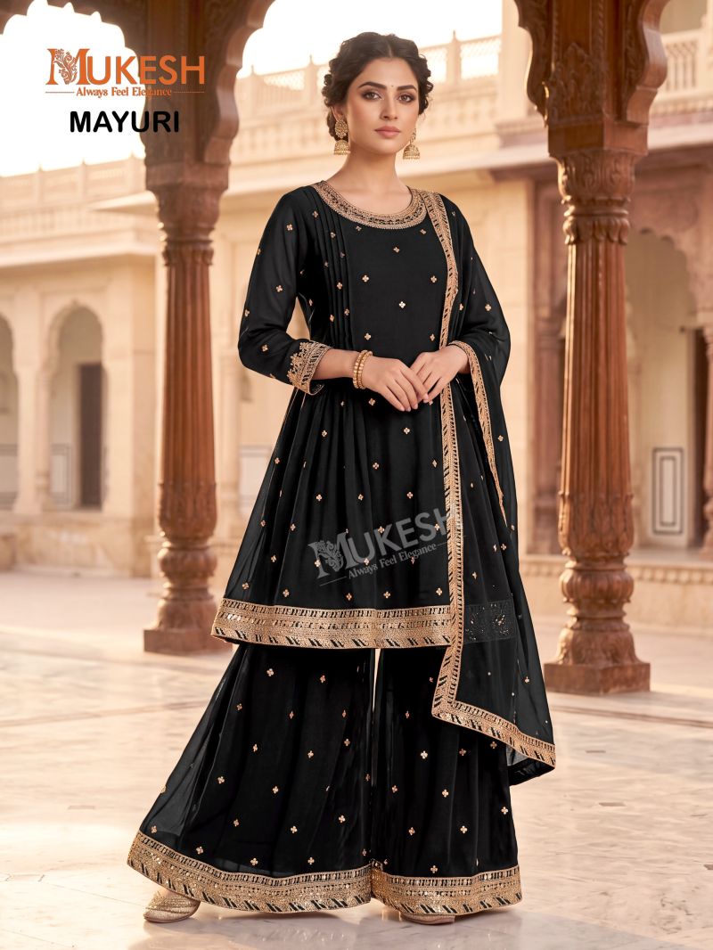 Mukesh Mayuri Faux Georgette Embroidered Designer Kurti With Bottom Dupatta Set — Wholesale Kurtis, Vardan Ethnic wholesale from Surat — Photo 11