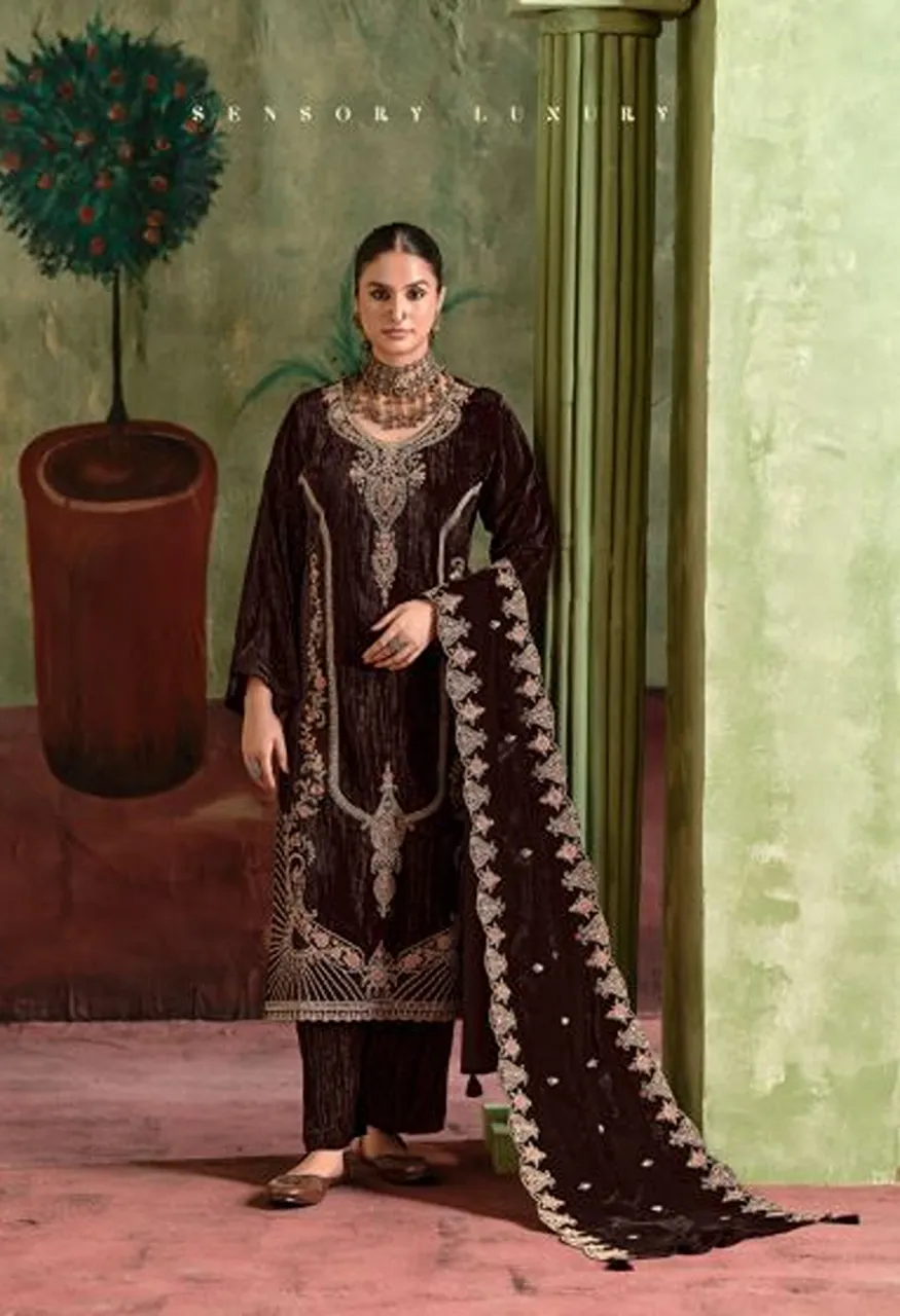 Mumtaz Arts Alisha Crush Velvet Salwar Kameez Collection — Wholesale Salwar Suits, Mumtaz Arts wholesale from Surat — view 3