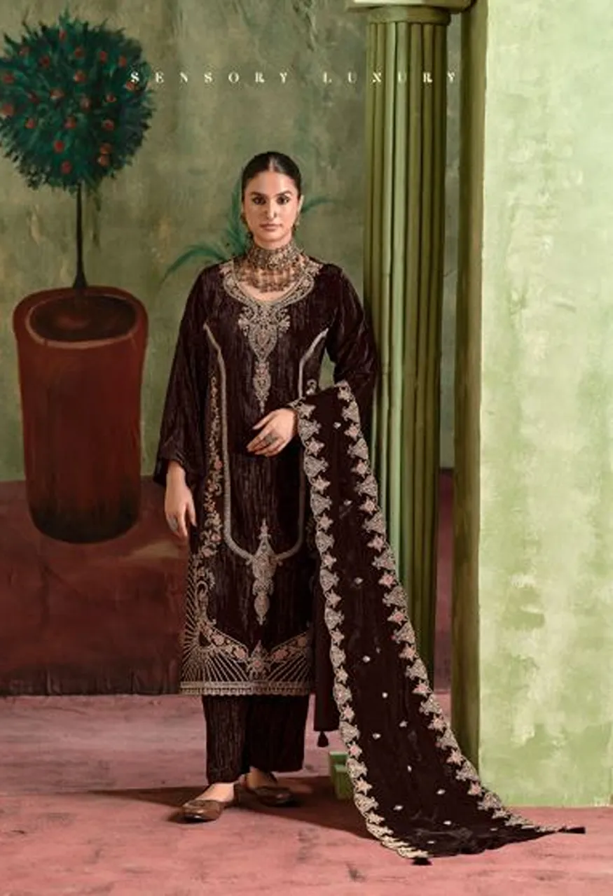 Mumtaz Arts Alisha Crush Velvet Salwar Kameez Collection — Wholesale Salwar Suits, Mumtaz Arts wholesale from Surat — view 4