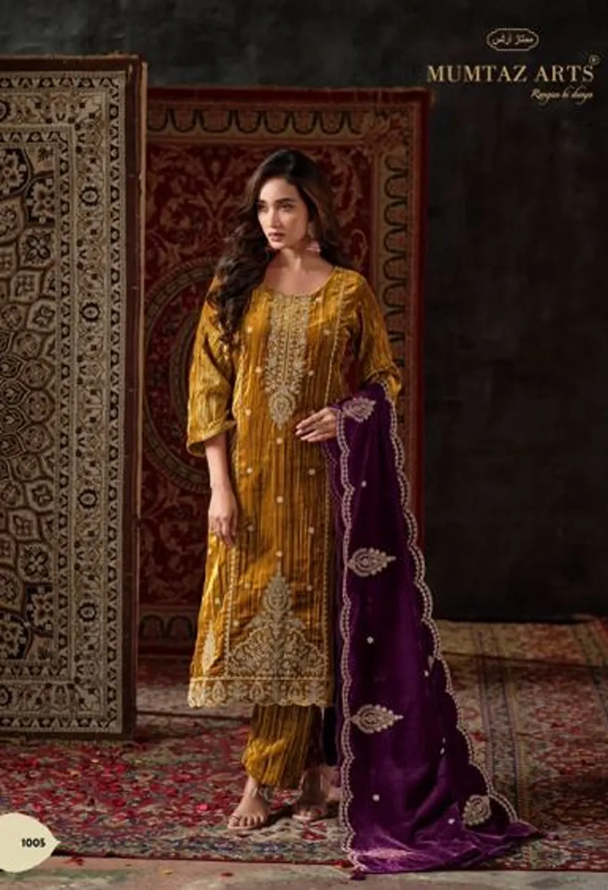 Mumtaz Arts Malika E Noor Crush Velvet Embroidered Salwar Kameez Wholesale Collection — Wholesale Salwar Suits, Mumtaz Arts wholesale from Surat — Photo 5