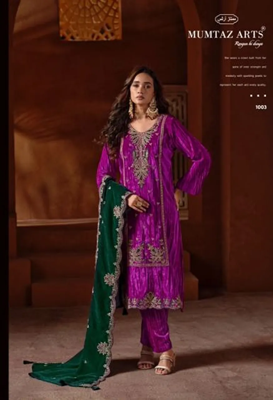 Mumtaz Arts Naazneen Crush Velvet Embroidered Designer Salwar Kameez — Wholesale Salwar Suits, Mumtaz Arts wholesale from Surat — Photo 5