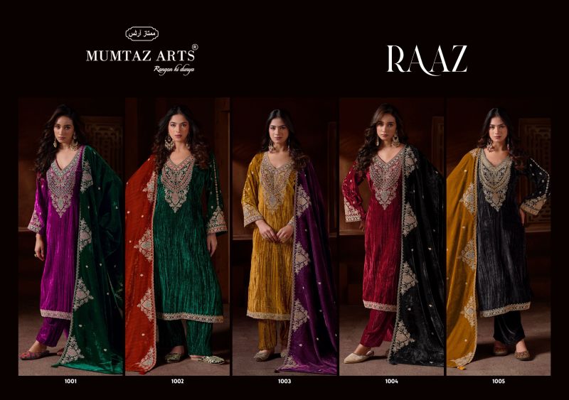 Mumtaz Arts Raaz Crush Velvet Thread Embroidered Salwar Kameez Collection — Wholesale Salwar Suits, Mumtaz Arts wholesale from Surat — Photo 6