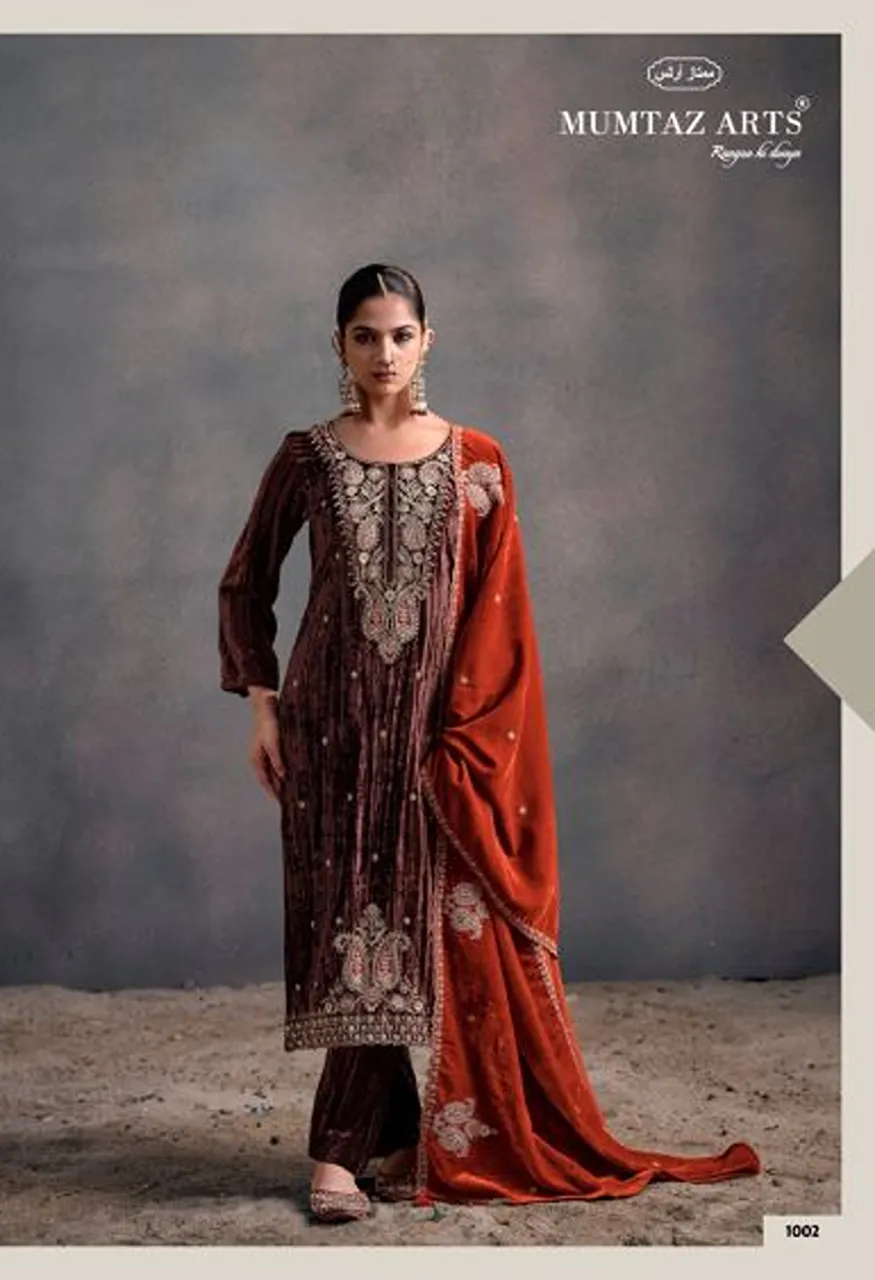 Mumtaz Arts Rangreza Crush Velvet Embroidered Designer Salwar Kameez — Wholesale Salwar Suits, Mumtaz Arts wholesale from Surat — view 2
