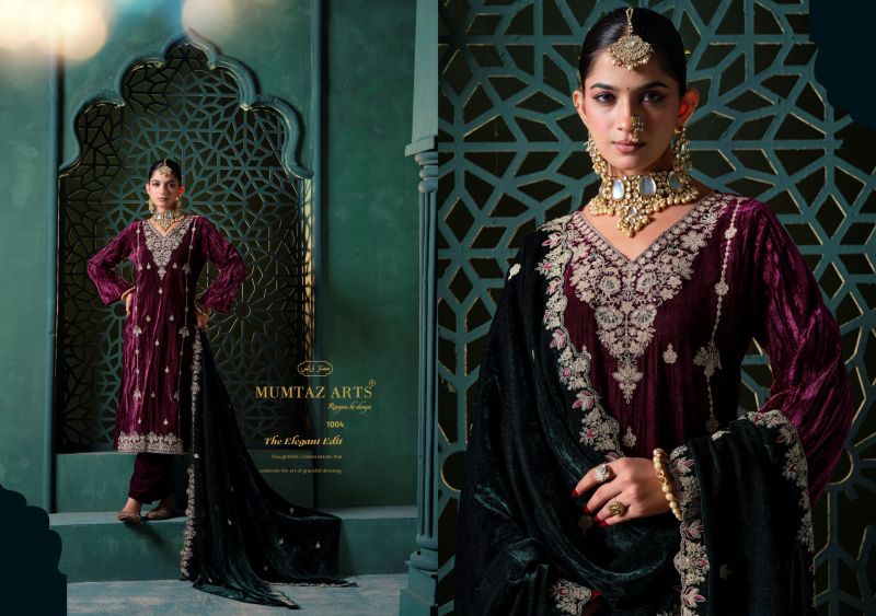 Mumtaz Arts Rukhsar Crush Velvet Embroidered Designer Salwar Kameez — Wholesale Pakistani Suits, Vardan Ethnic wholesale from Surat — Photo 2