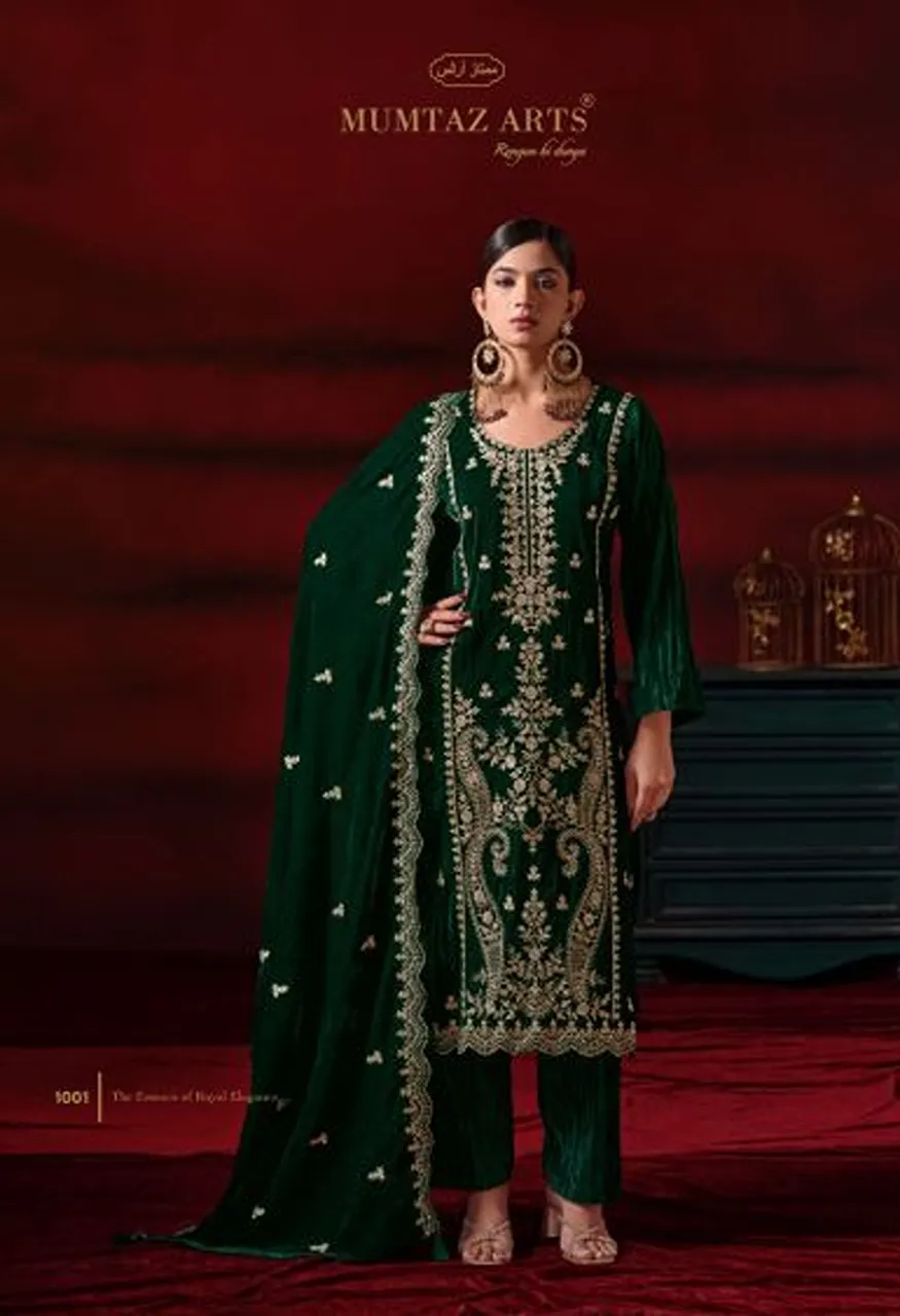Mumtaz Arts Shehzaadi Crush Velvet Embroidered Designer Salwar Kameez Wholesale — Wholesale Salwar Suits, Mumtaz Arts wholesale from Surat — Photo 2
