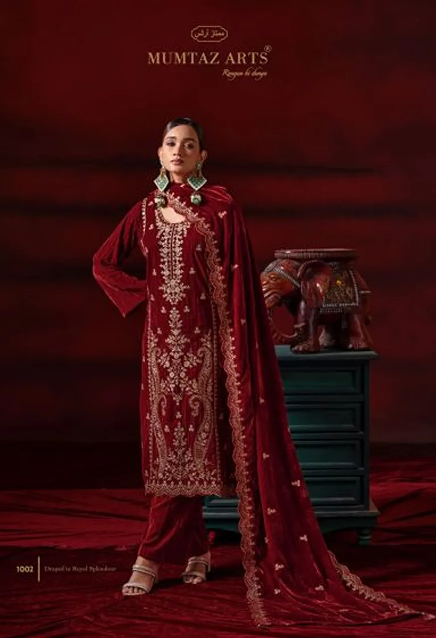 Mumtaz Arts Shehzaadi Crush Velvet Embroidered Designer Salwar Kameez Wholesale — Wholesale Salwar Suits, Mumtaz Arts wholesale from Surat — Photo 5