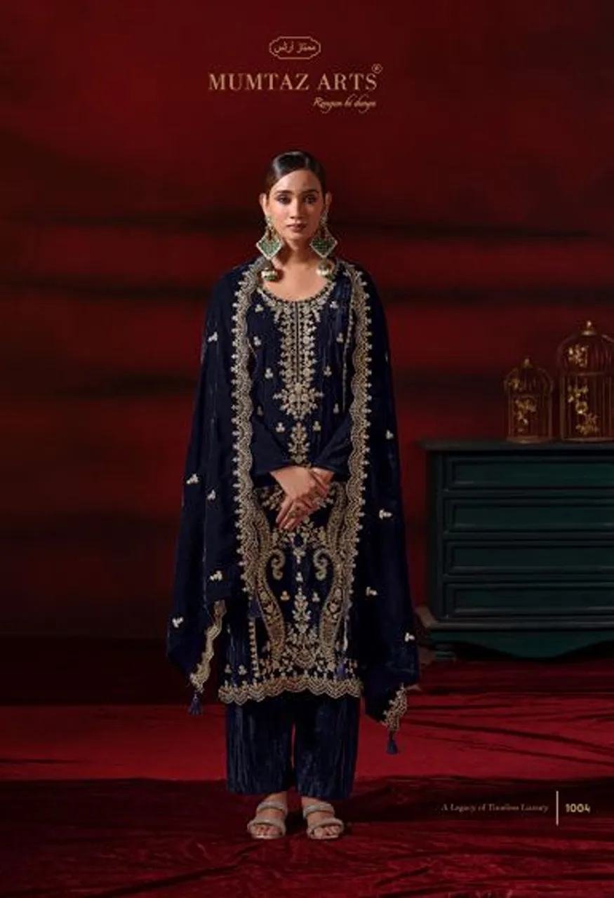 Mumtaz Arts Shehzaadi Crush Velvet Embroidered Designer Salwar Kameez Wholesale — Wholesale Salwar Suits, Mumtaz Arts wholesale from Surat — Photo 4